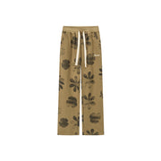 High-Waisted Casual Flower Pants