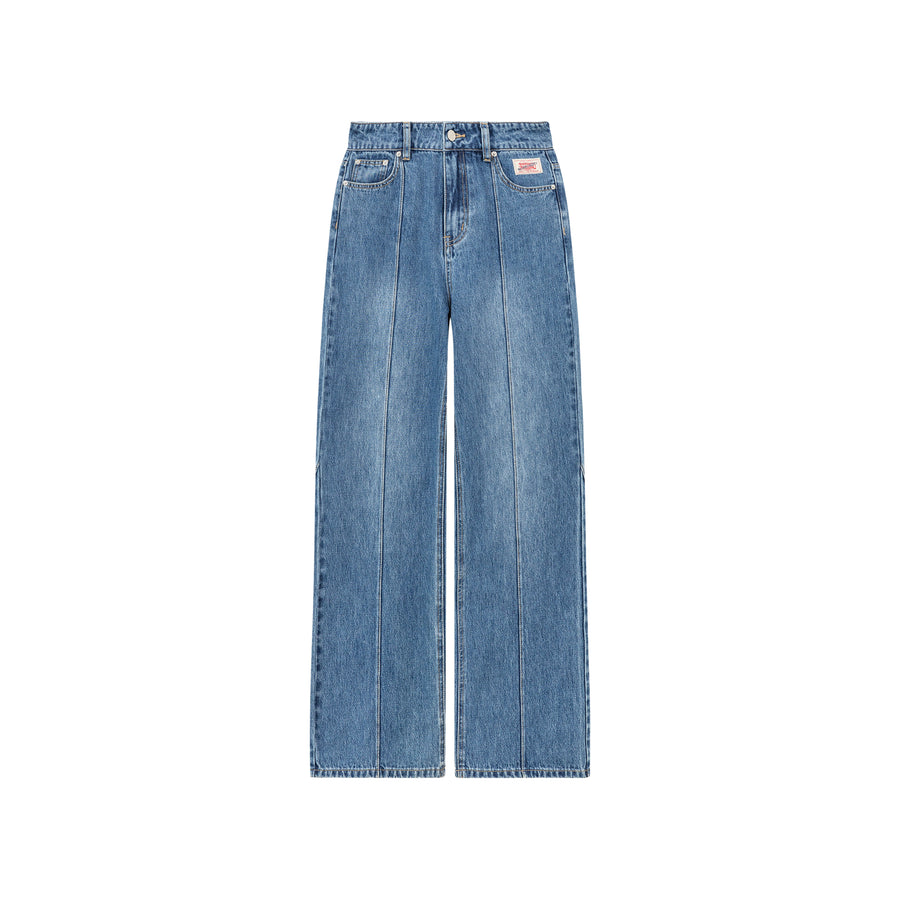 CHUU Washed Wide Line Denim Jeans