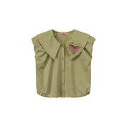 Big Collar Color Sleeveless Shirt