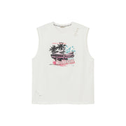 Distressed Printed Car Loose Fit T-Shirt