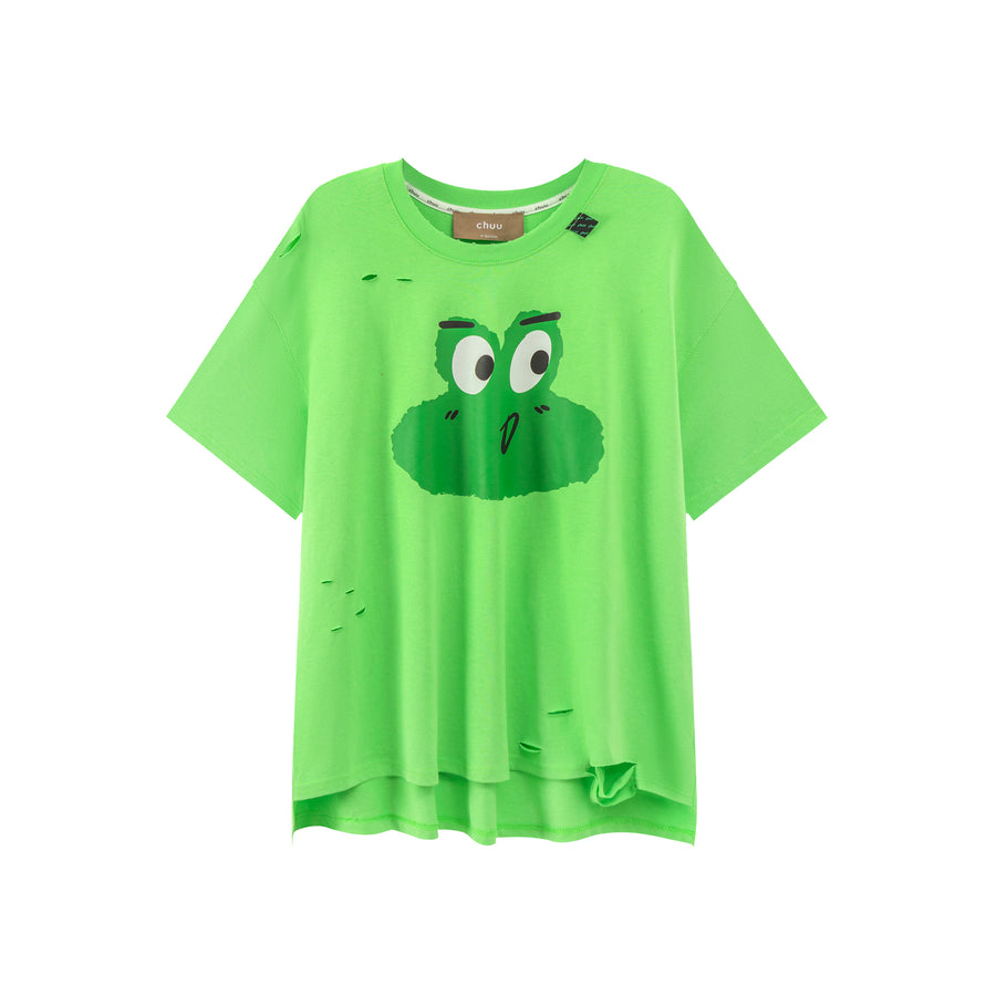 CHUU Frog With Moods Damage T-Shirt