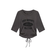 Size Doesnt Matter Back Cut Out Cropped T-Shirt