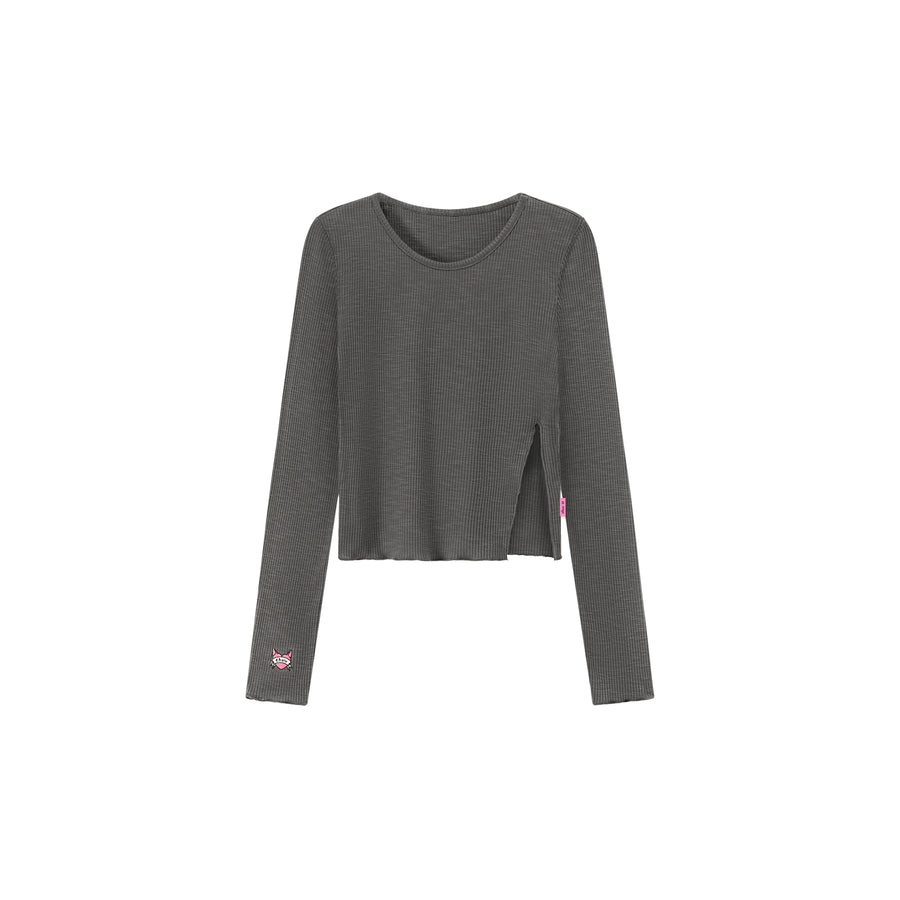 CHUU Slim Side Slit Long Sleeve T-Shirt