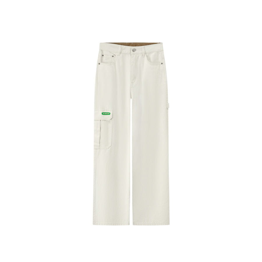 CHUU Side Strap Straight Wide Pants