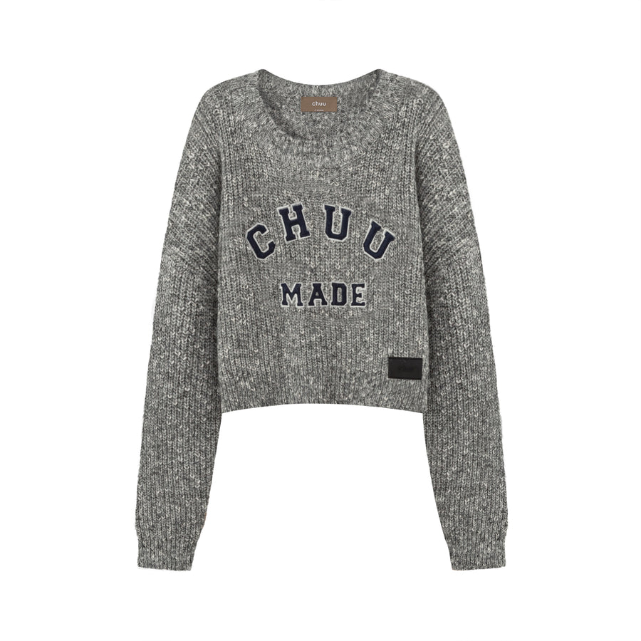 CHUU Crazy Chill Ribbed Loose Crop Knit Sweater