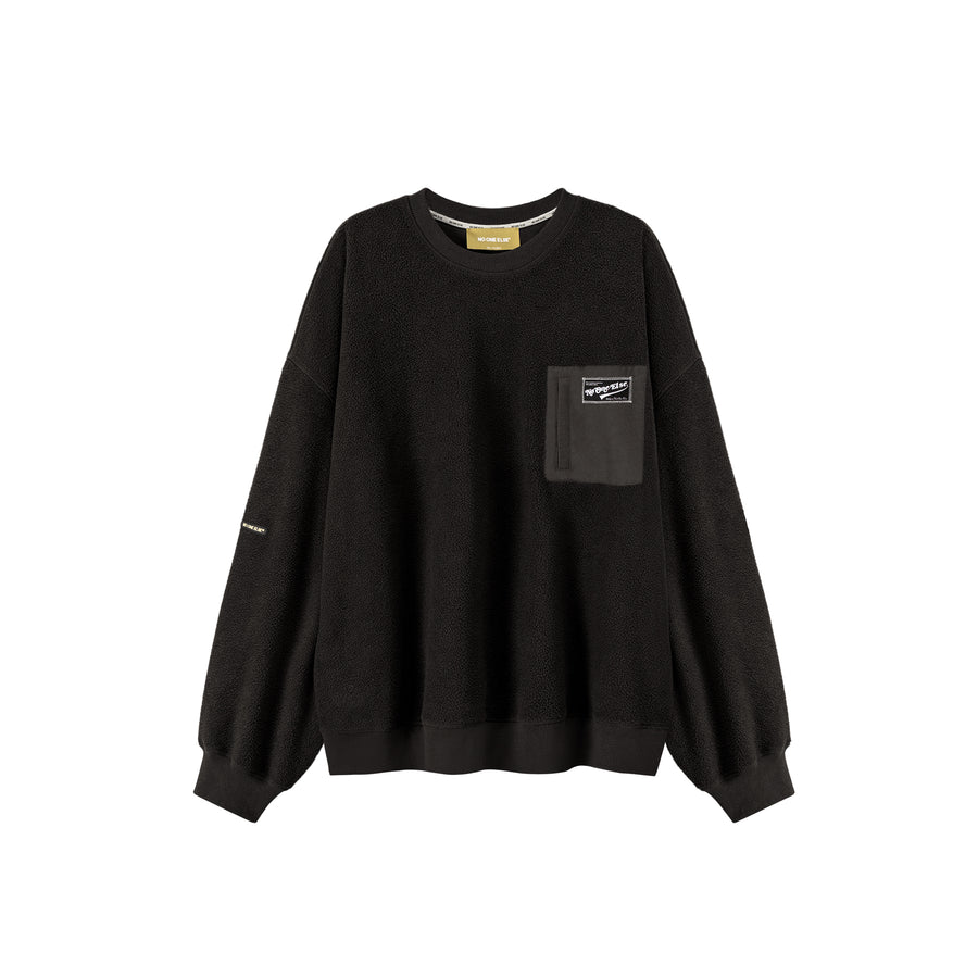 CHUU Side Pocket Fleece Round Neck Sweatshirt