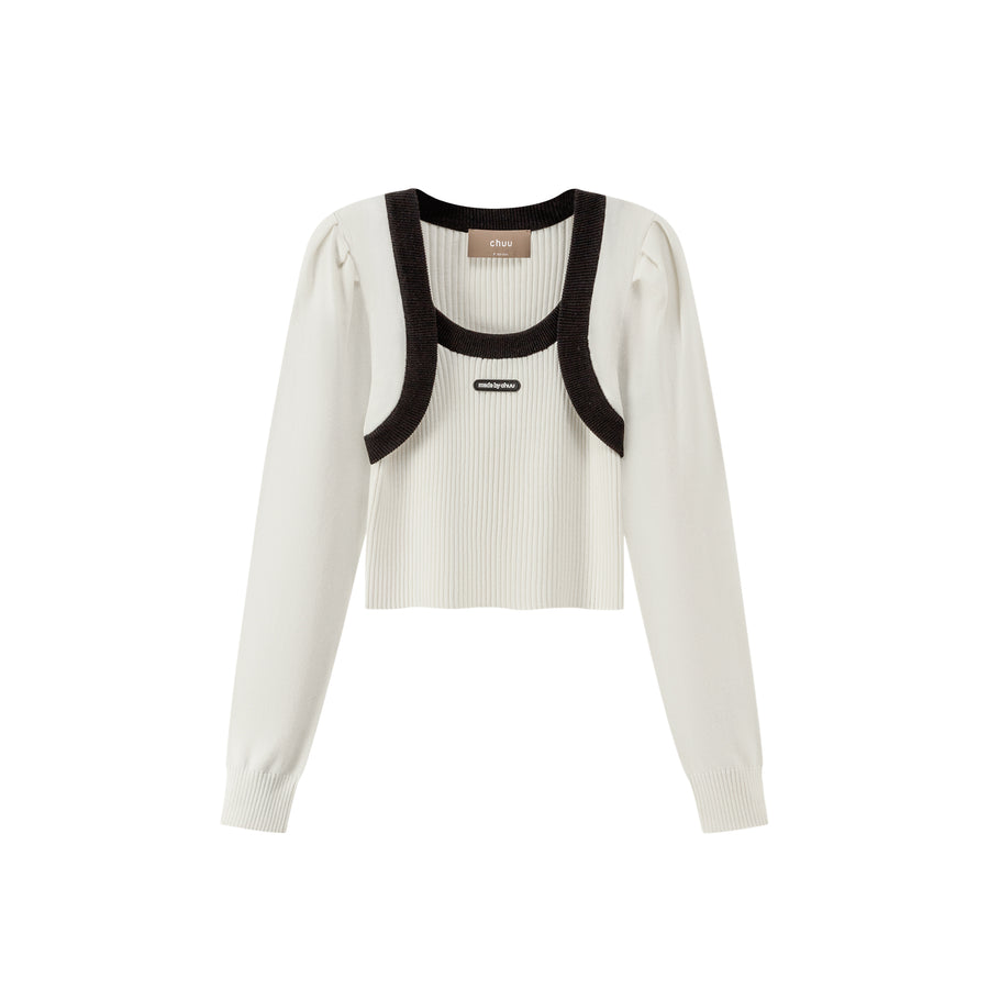 CHUU Jumping With Joy Cropped Knit Top