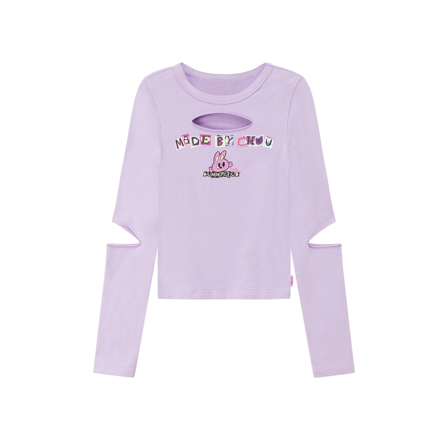 CHUU Bunny Club Elbow Chest Cutout Long-Sleeves Top