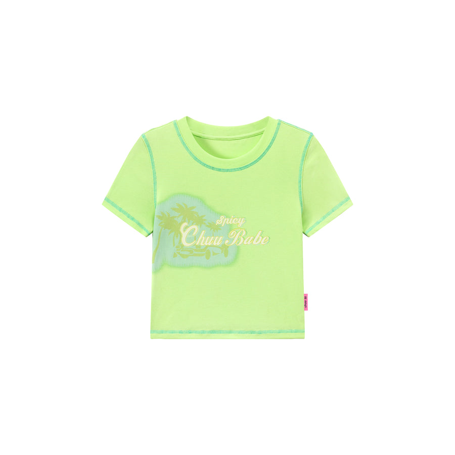 CHUU Chuu Babe Color Line Short Sleeve Crop T-Shirt