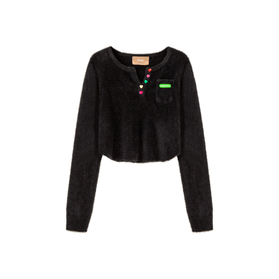 CHUU Chase The Dream Cropped Knit Sweater