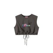 By Chuu Color String Back Cutout Sleeveless Crop Top