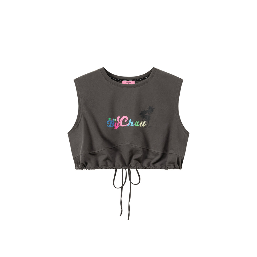 CHUU By Chuu Color String Back Cutout Sleeveless Crop Top