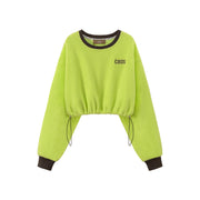 Fleece Color Matching Cropped Sweatshirt