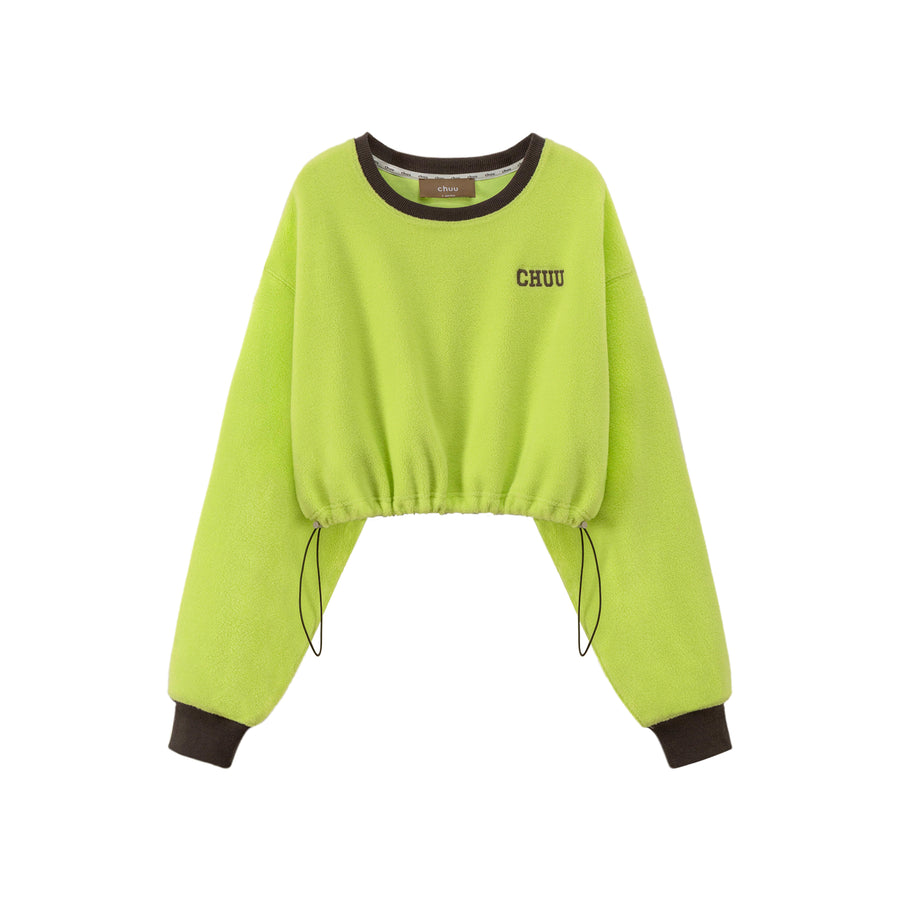 CHUU Fleece Color Matching Cropped Sweatshirt