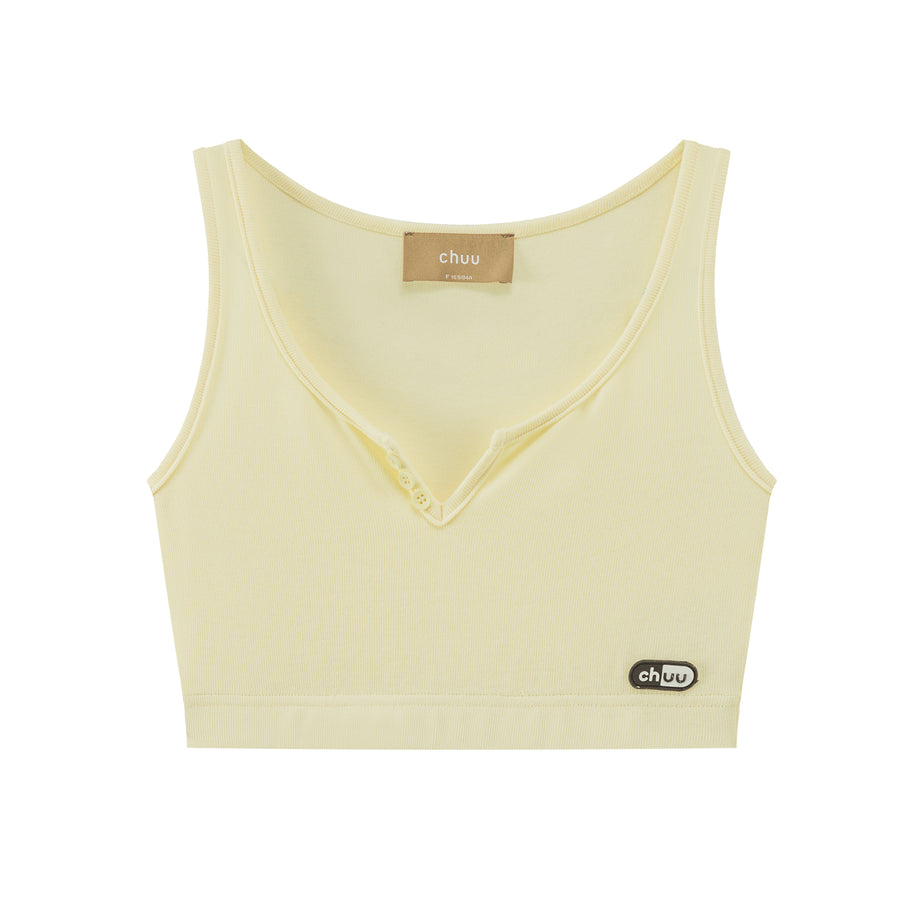 CHUU Cute Neckline Crop Sleeveless Top