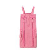 So In Love Pocket Denim Overalls Dress