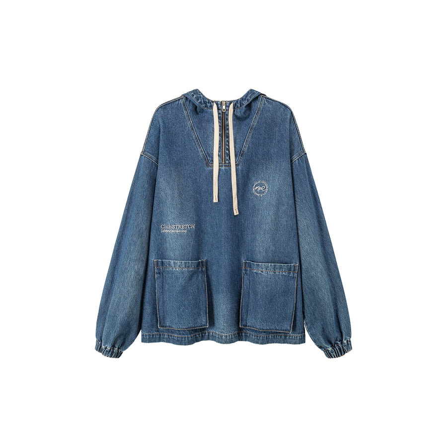 CHUU Club Stretch Denim Pocket Anorak Jacket