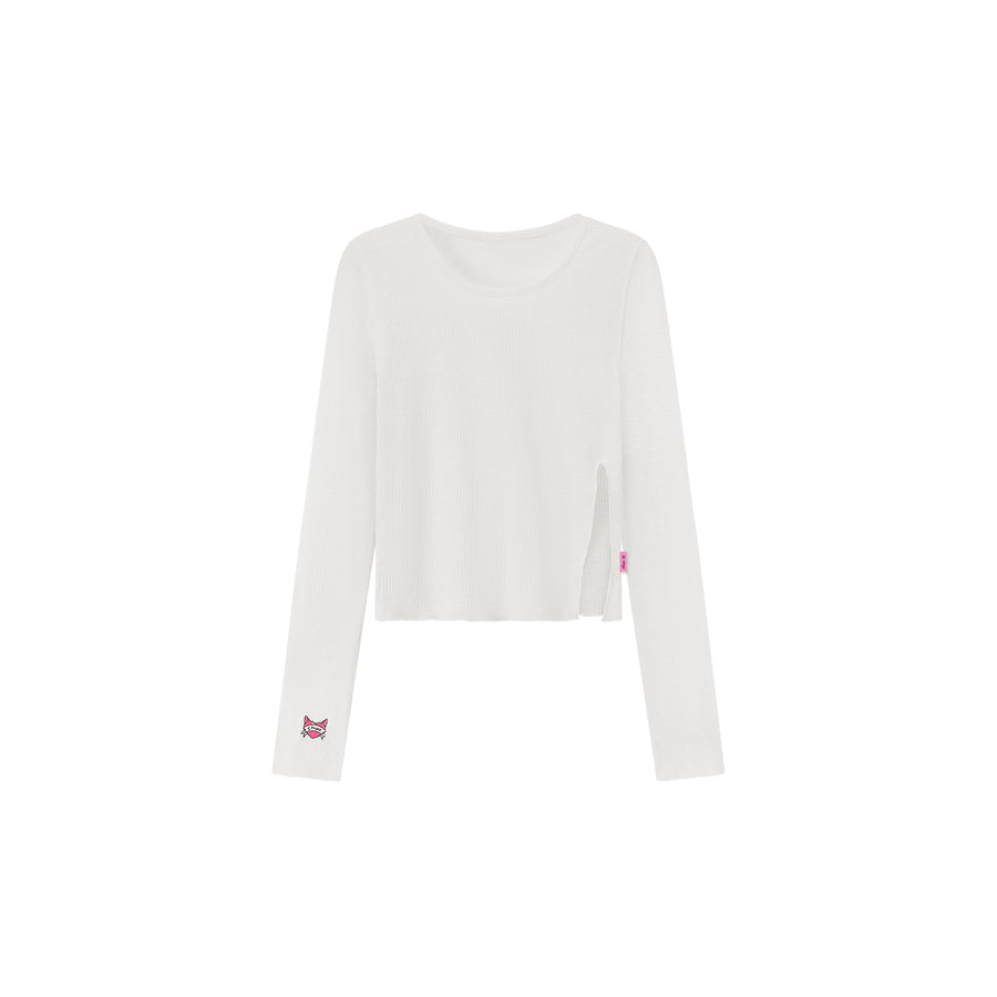 CHUU Slim Side Slit Long Sleeve T-Shirt