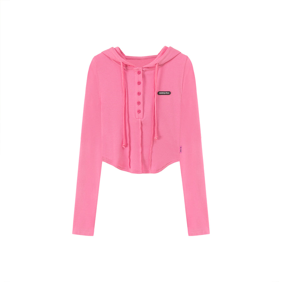 CHUU Kick It Colored Cropped Hooded Top