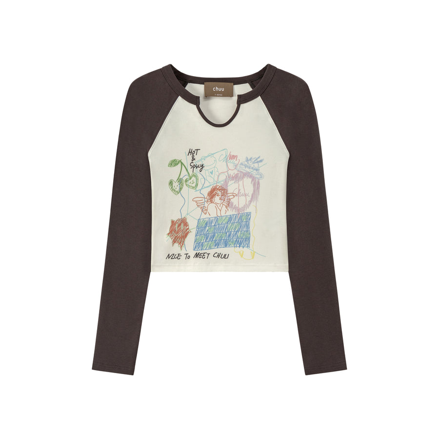 CHUU Make Me A Believer Raglan Color Crop T-Shirt