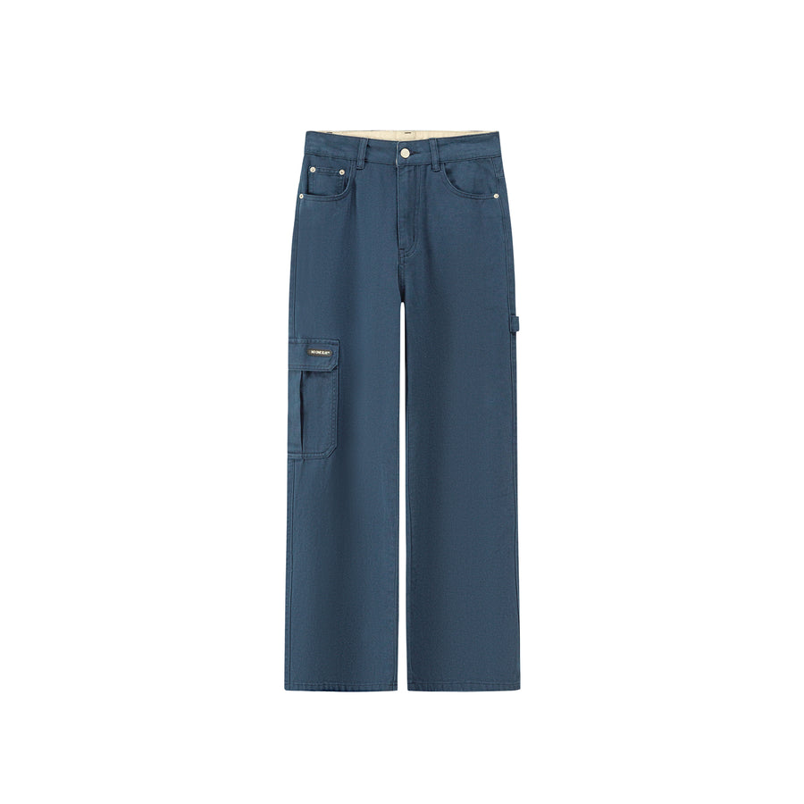 CHUU Side Strap Straight Wide Pants