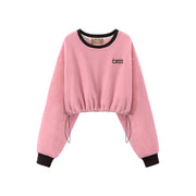 Fleece Color Matching Cropped Sweatshirt