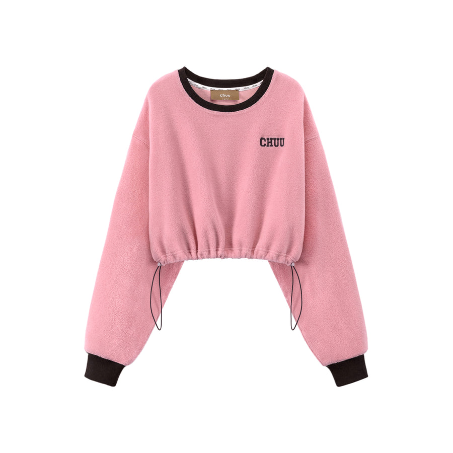 CHUU Fleece Color Matching Cropped Sweatshirt