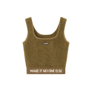 Lettering Soft Fluffly Sleeveless Crop Top