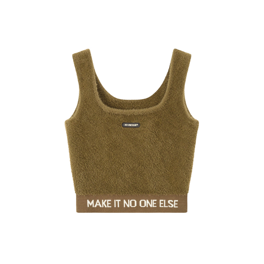 CHUU Lettering Soft Fluffly Sleeveless Crop Top