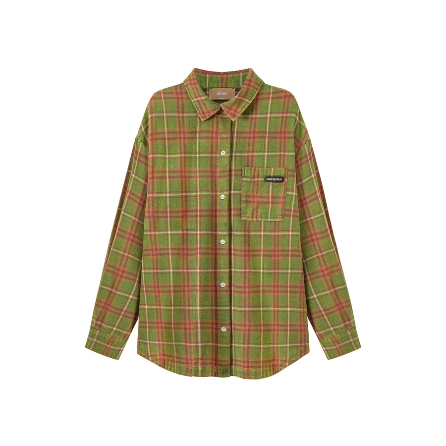 CHUU Vintage Check Loose Shirt