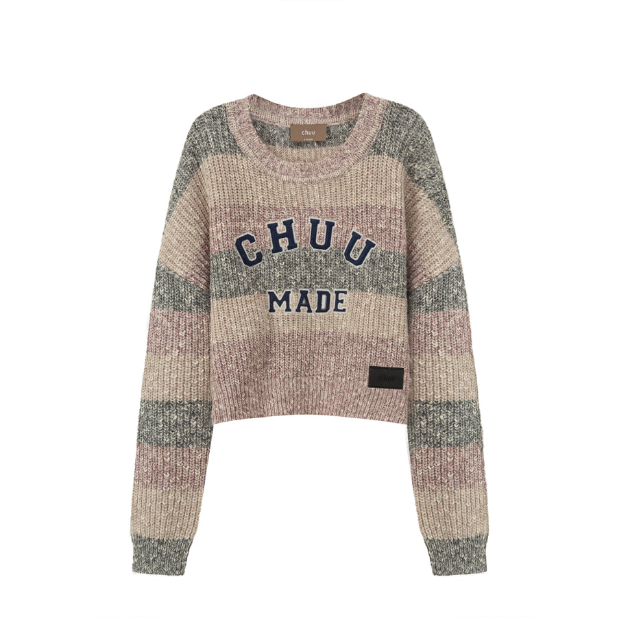 CHUU Crazy Chill Ribbed Loose Crop Knit Sweater