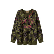 On The Right Track Hot Girl Camouflage Knit Sweatshirt