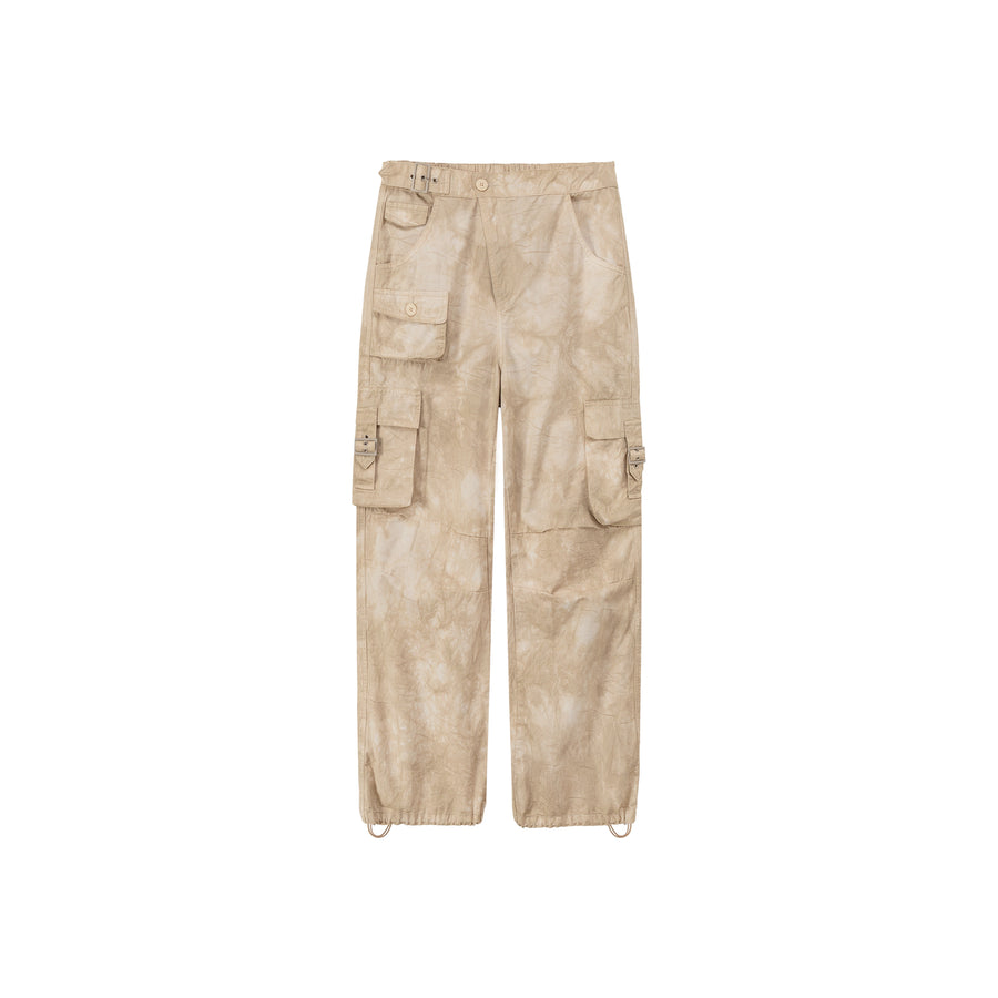 CHUU Paper Bag Printed Wide Slacks