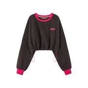 Fleece Color Matching Cropped Sweatshirt