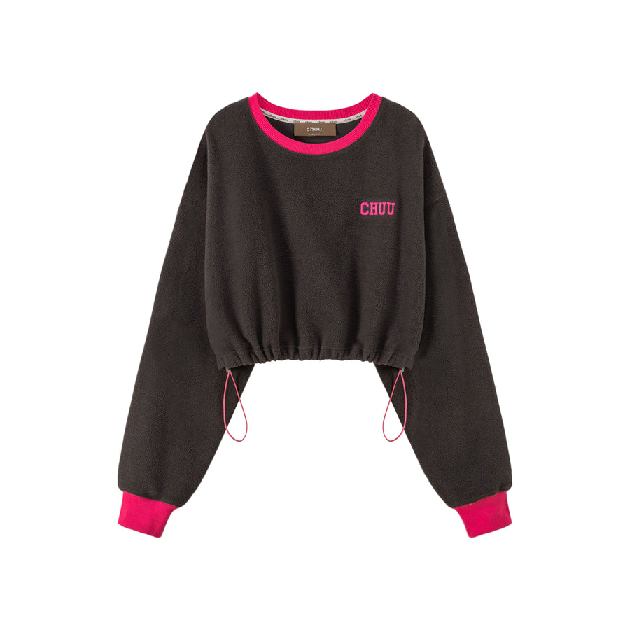 CHUU Fleece Color Matching Cropped Sweatshirt