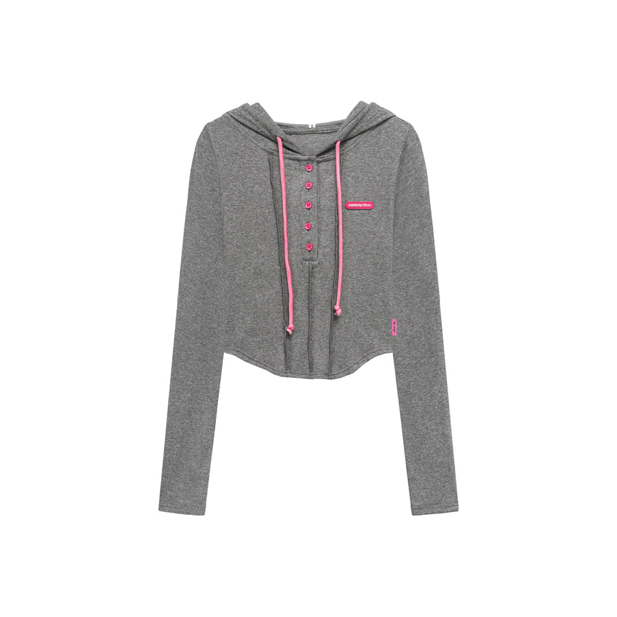 CHUU Kick It Colored Cropped Hooded Top