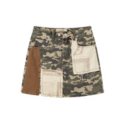 Color Block Camouflage A-Line Skirt