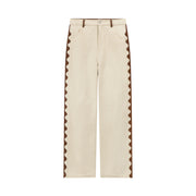 Wave Side Bands Straight Cotton Pants