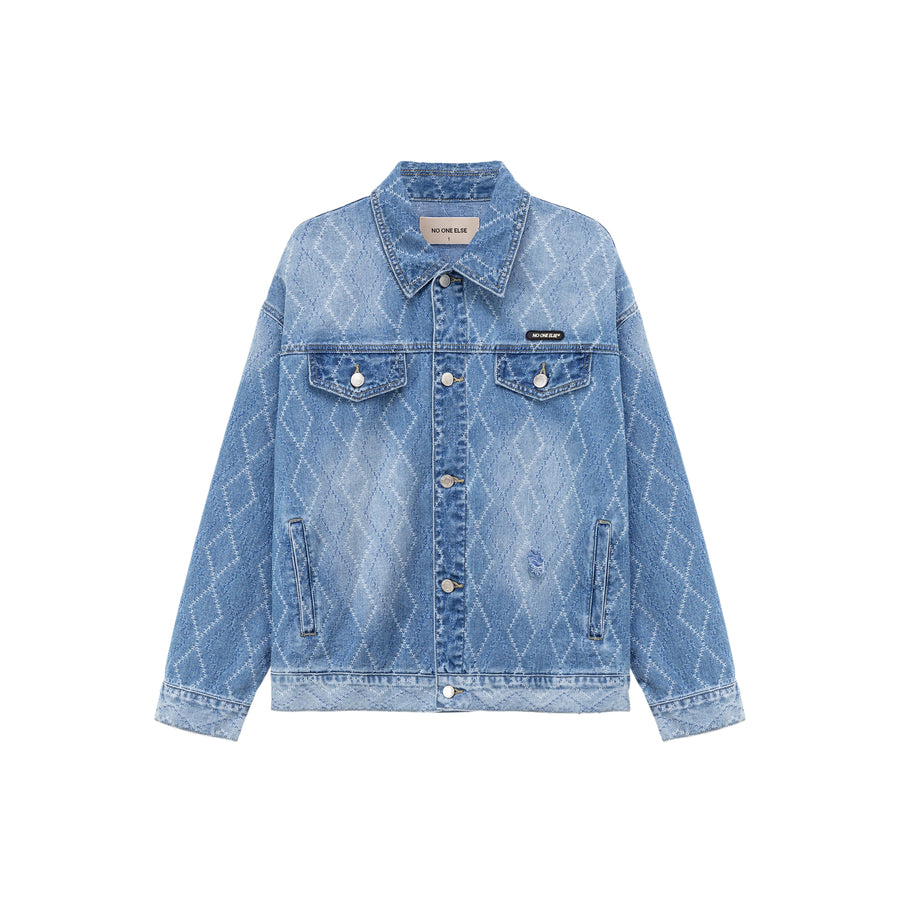 CHUU Argyle Denim Jacket