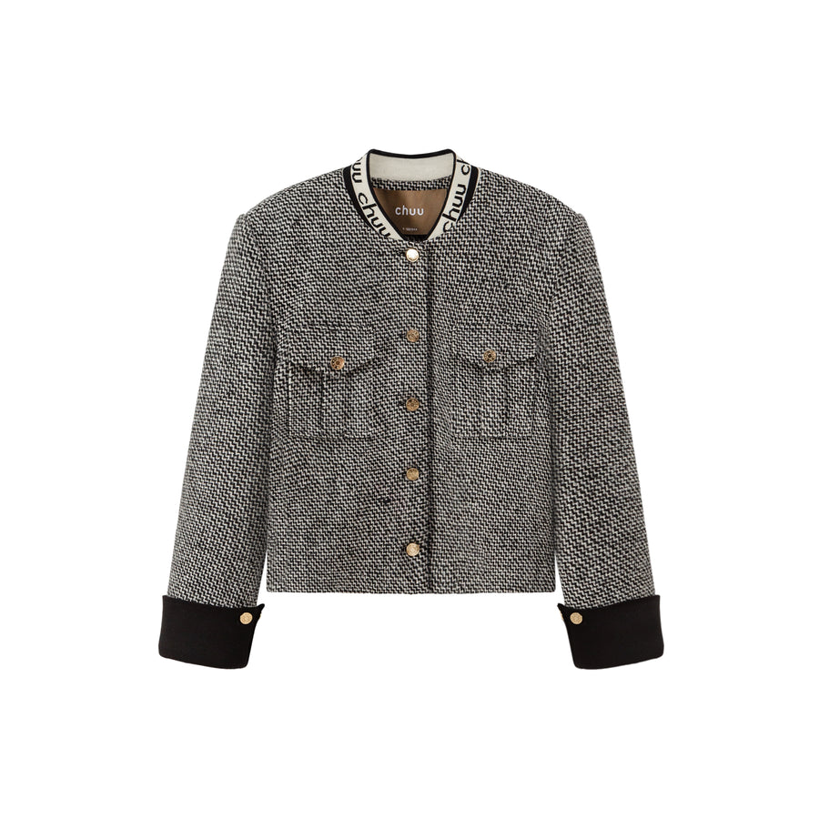 CHUU Main Character Dreams Vintage Button Tweed Jacket