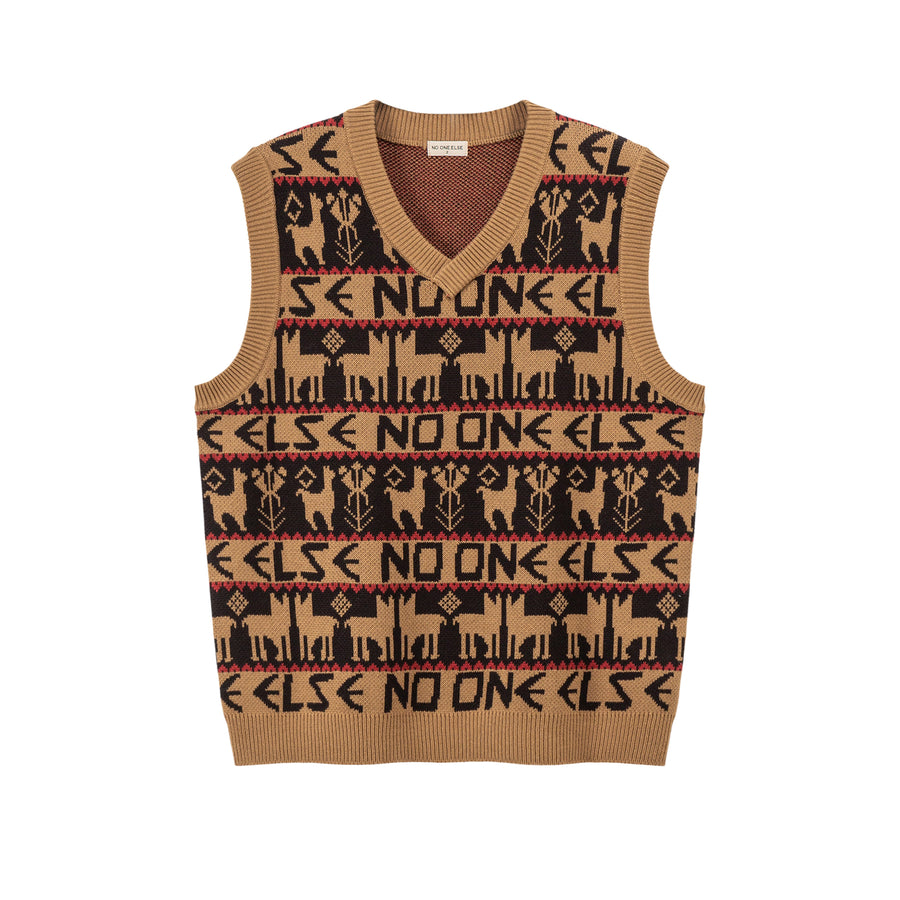 CHUU Vintage Jacquard Sleeveless Knit Sweater