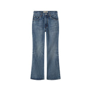 High-Waisted Washed Straight Jeans