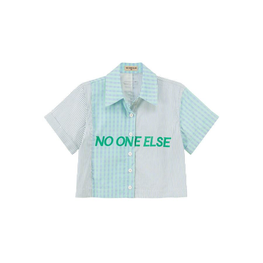 CHUU Contrast Cropped Noe Crop Button Up Shirt