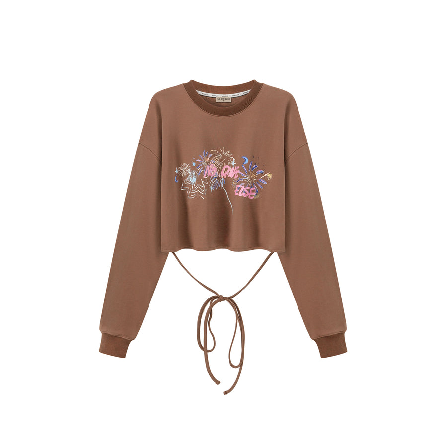 CHUU Fireworks Waist String Crop Sweatshirt