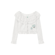 Star Lace Button Crop Blouse