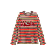 Star Logo Striped Long-Sleeved Sweatshirt