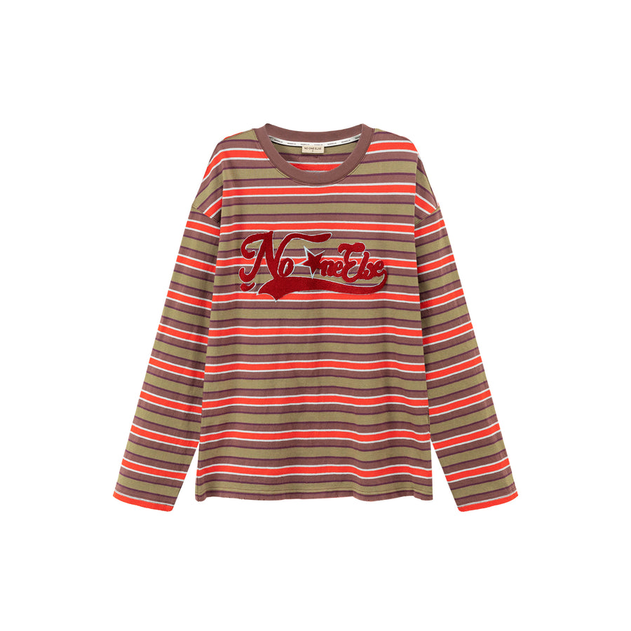 CHUU Star Logo Striped Long-Sleeved Sweatshirt