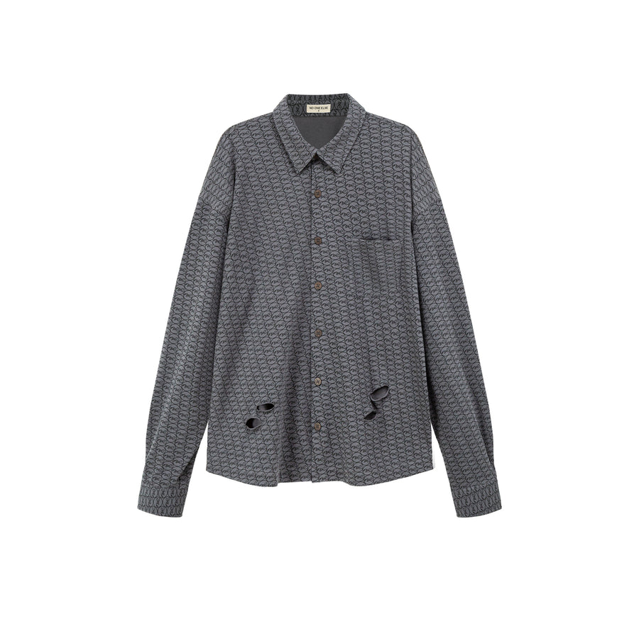 CHUU Distressed Noe Logo Loose Fit Shirt