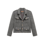 Pocket Tweed Crop Blazer Jacket