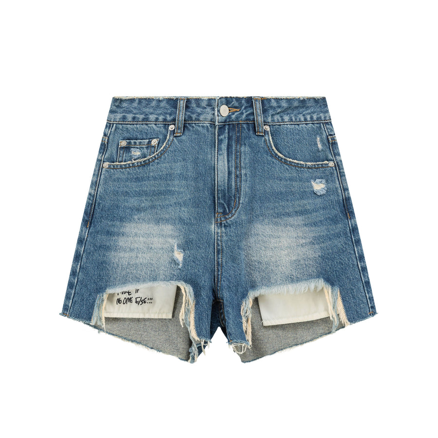 CHUU Distressed Visible Inner Pocket Denim Shorts